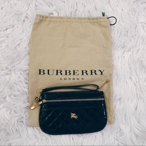 Authentic Burberry Black Patent Leather Wristlet